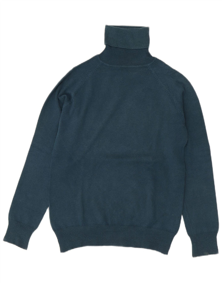 Zara Womens Roll Neck Jumper Sweater UK 14 Large Blue Cotton