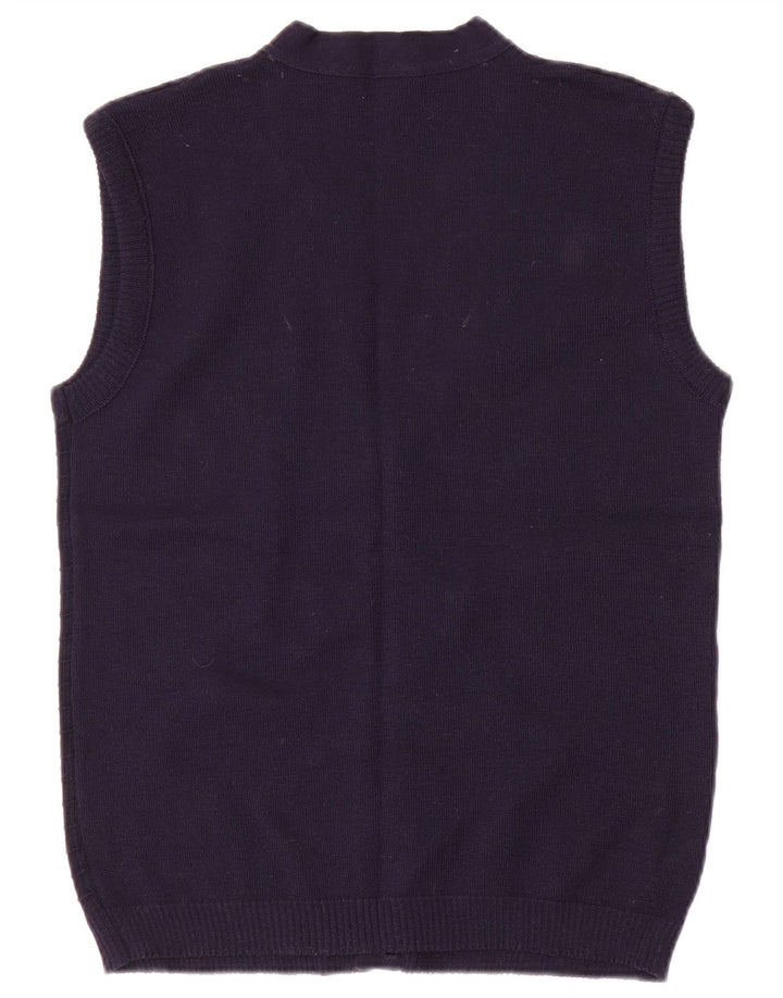 Vintage Mens Sleeveless Cardigan Sweater IT 48 Medium Navy Blue