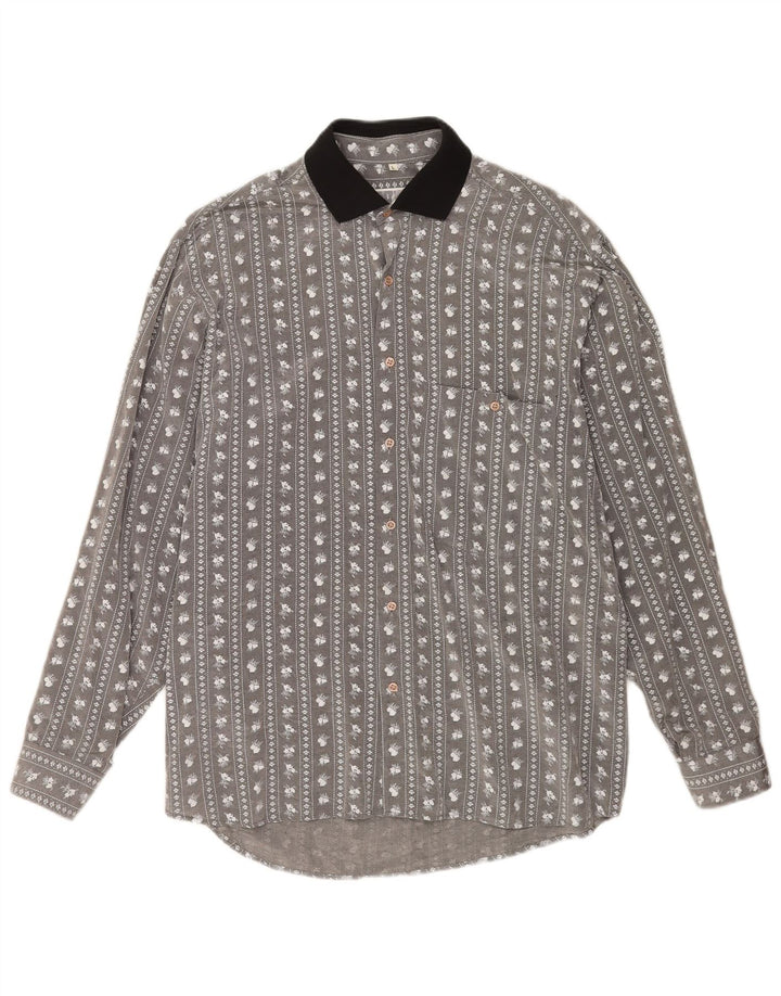 Mac Mens Shirt Large Grey Floral