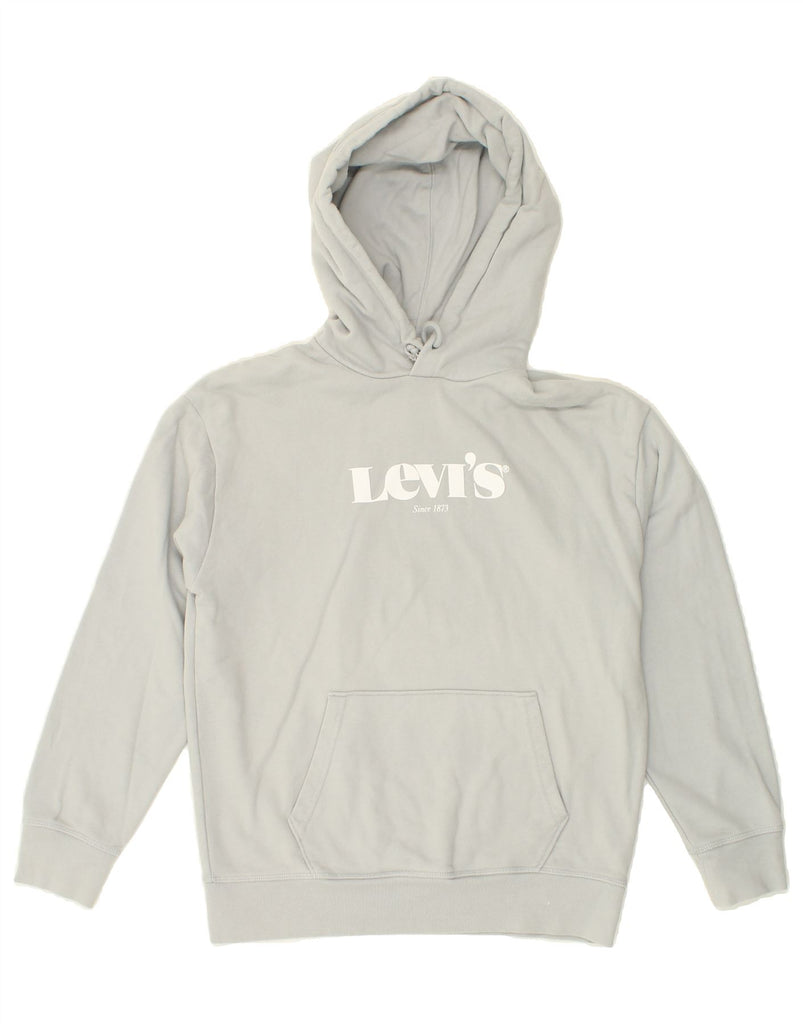 LEVI'S Womens Loose Fit Graphic Hoodie Jumper UK 10 Small Grey Cotton Vintage Levi's and Second-Hand Levi's from Messina Hembry 