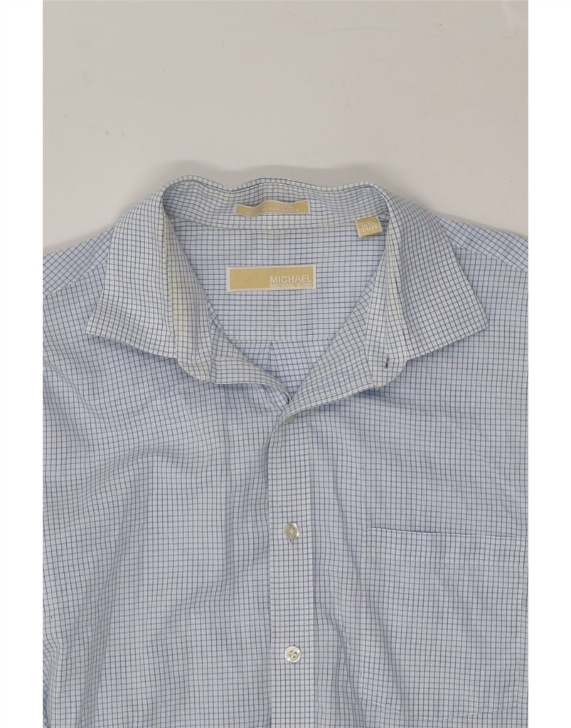 MICHAEL KORS Mens Shirt Size 16 1/2 Large Blue Check Cotton | Vintage Michael Kors | Thrift | Second-Hand Michael Kors | Used Clothing | Messina Hembry 