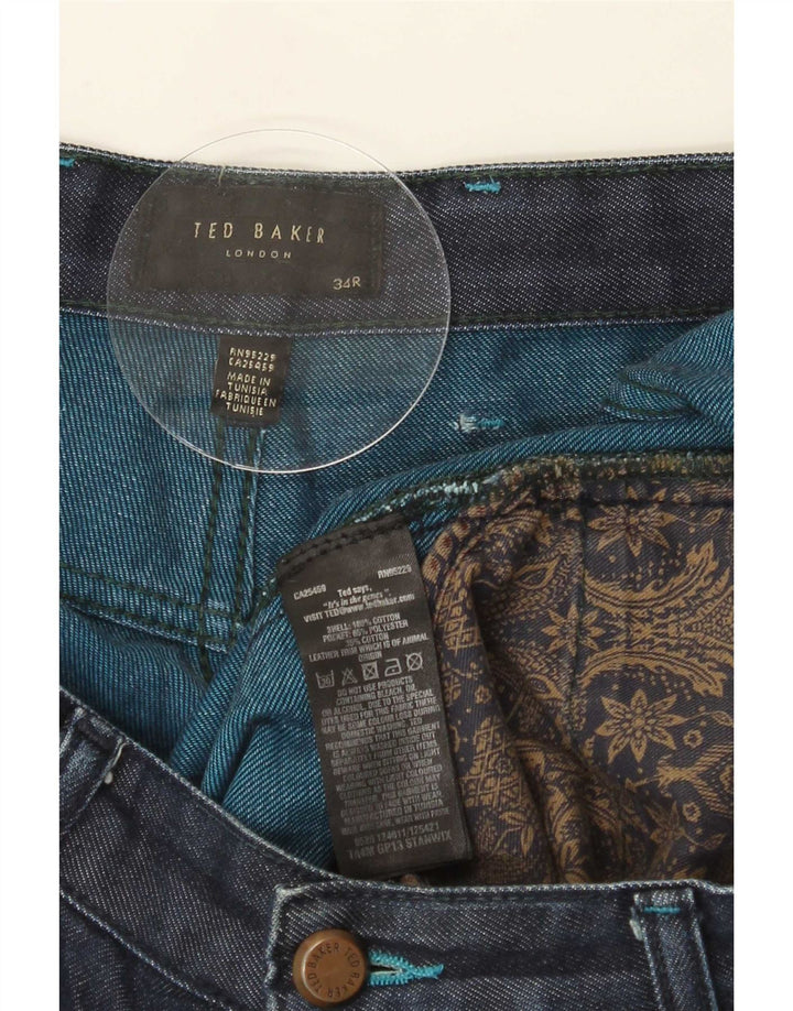 Ted Baker Mens Straight Jeans W34 L30 Navy Blue Cotton
