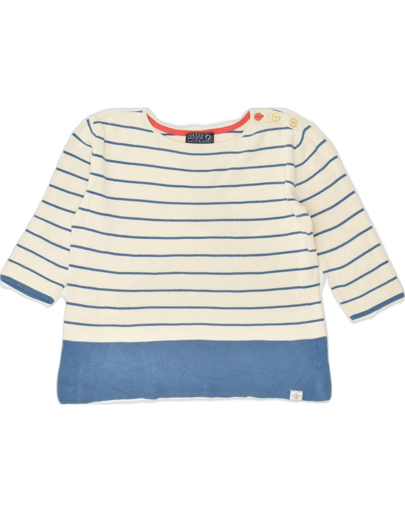 JOULES Womens 3/4 Sleeve Boat Neck Jumper Sweater UK 10 Small Blue Striped | Vintage Joules | Thrift | Second-Hand Joules | Used Clothing | Messina Hembry 