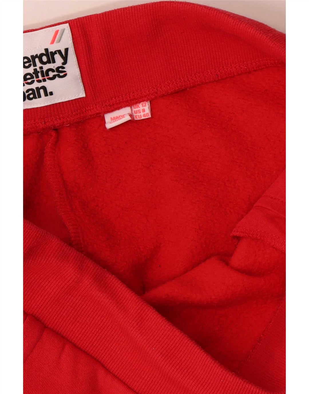Superdry Womens Tracksuit Trousers Joggers UK 12 Medium Red Cotton