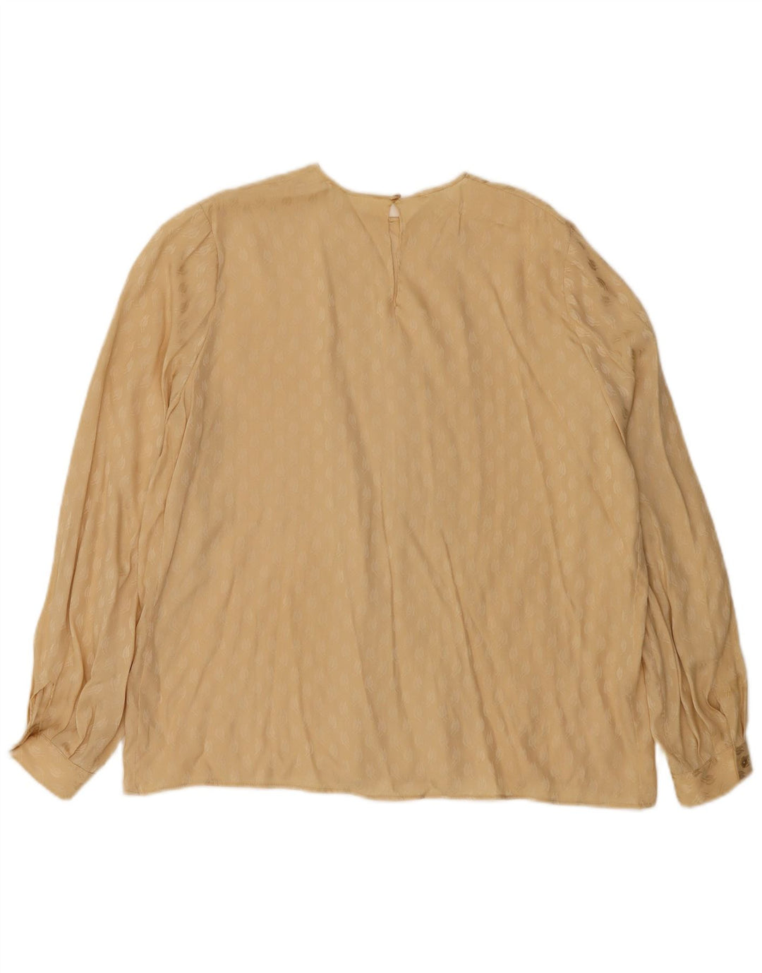 Vintage Womens Abstract Pattern Long Sleeve Blouse Top UK 18 XL Beige