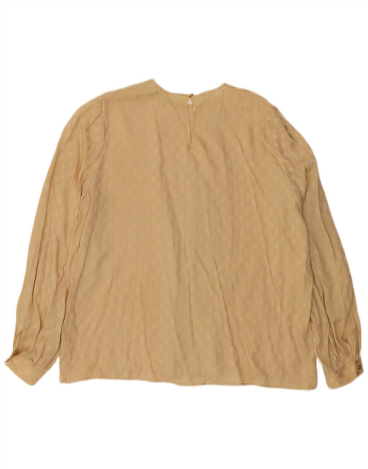 Vintage Womens Abstract Pattern Long Sleeve Blouse Top UK 18 XL Beige