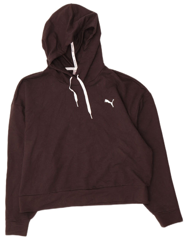 Puma Womens Crop Hoodie Jumper UK 16 Large Black