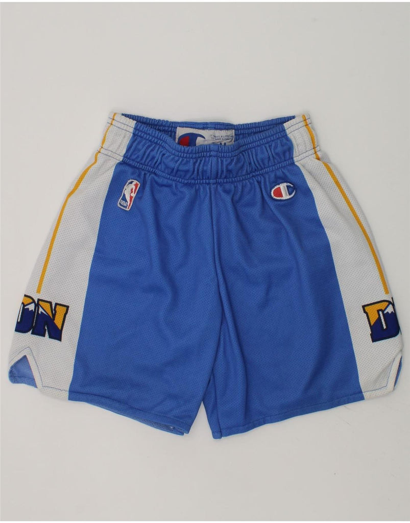 CHAMPION Boys NBA Graphic Sport Shorts 9-10 Years Medium Blue Colourblock | Vintage Champion | Thrift | Second-Hand Champion | Used Clothing | Messina Hembry 