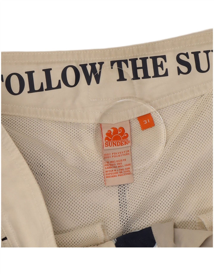 Sundek Mens Swimming Shorts Medium  Navy Blue Floral Polyester
