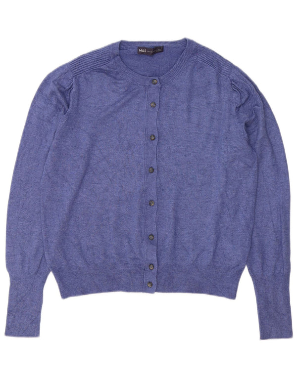 Marks & Spencer Womens Cardigan Sweater UK 12 Medium Blue Viscose