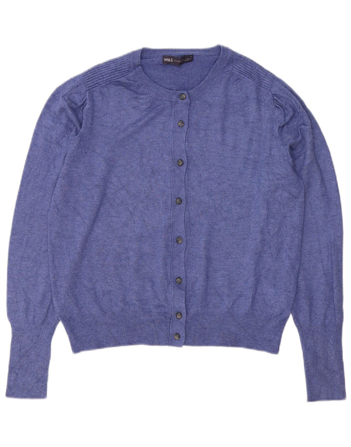 Marks & Spencer Womens Cardigan Sweater UK 12 Medium Blue Viscose