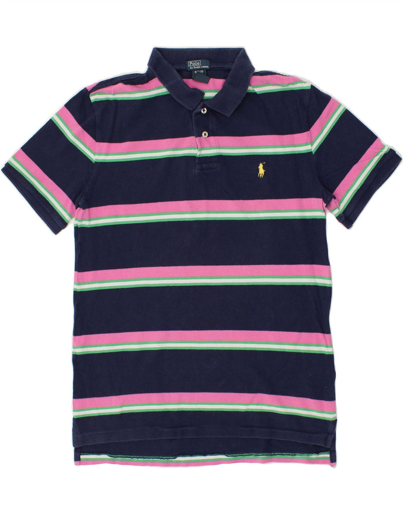 RALPH LAUREN Boys Polo Shirt 15-16 Years XL Navy Blue Striped Cotton | Vintage Ralph Lauren | Thrift | Second-Hand Ralph Lauren | Used Clothing | Messina Hembry 