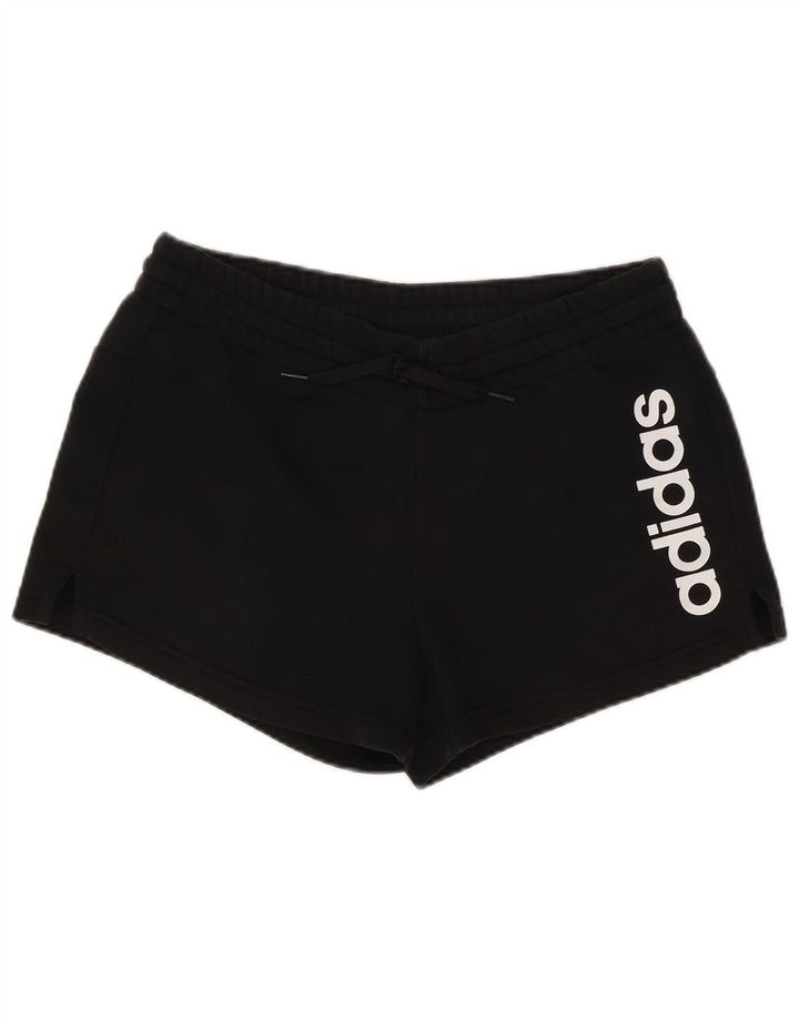 ADIDAS Womens Graphic Sport Shorts UK 12/14 Medium  Black Cotton