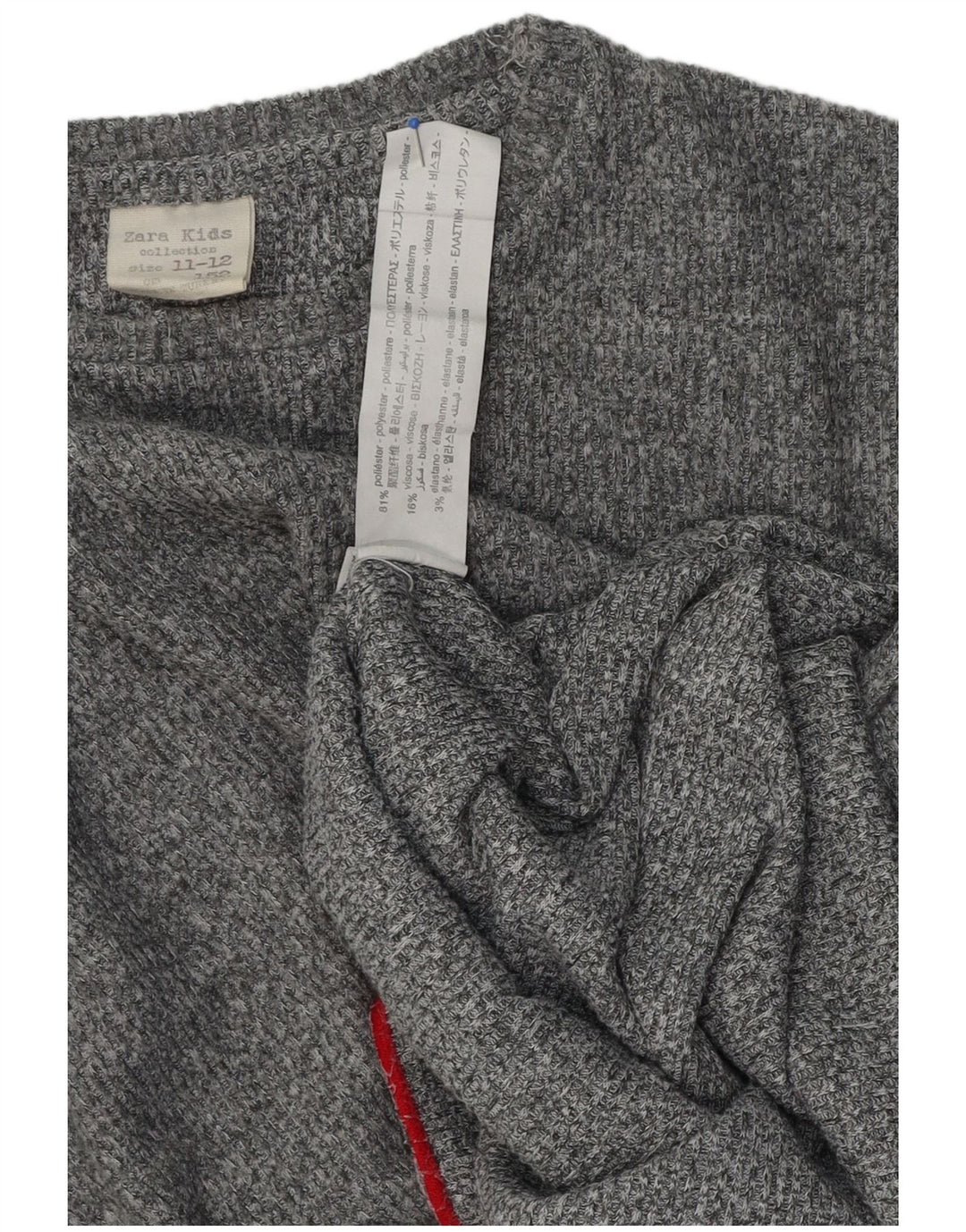 Zara Girls Graphic Top Long Sleeve 11-12 Years Grey Polyester