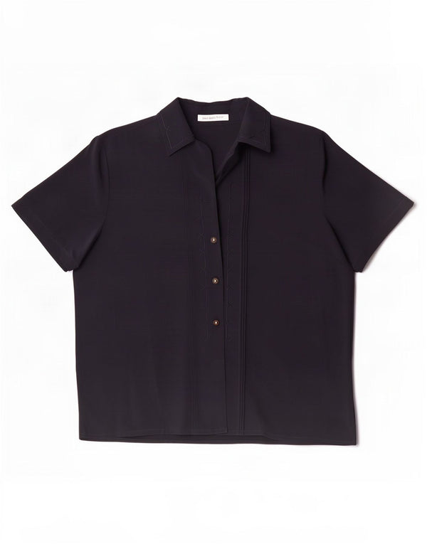 Jacques Vert Womens Short Sleeve Shirt Blouse UK 20 2XL Navy Blue Polyester