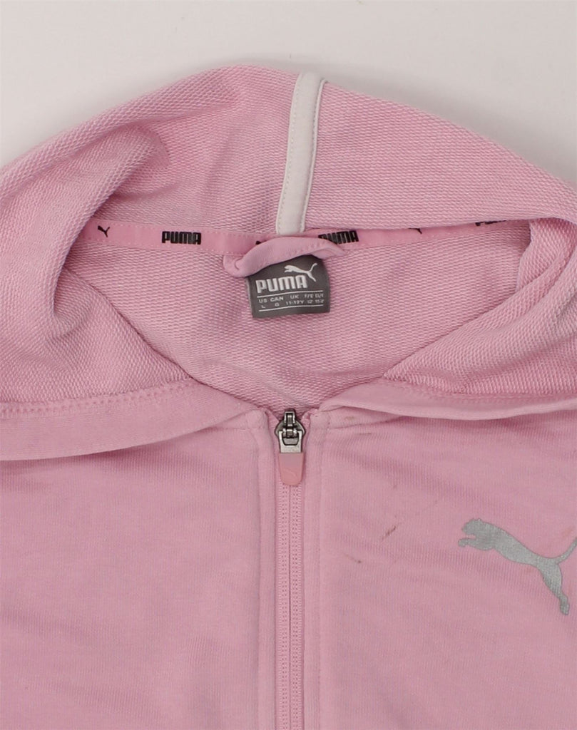 PUMA Girls Zip Hoodie Sweater 11-12 Years Pink Cotton | Vintage Puma | Thrift | Second-Hand Puma | Used Clothing | Messina Hembry 