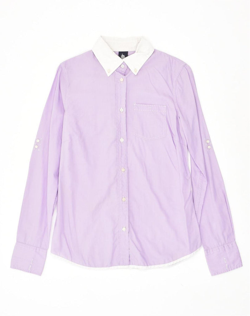 MARINA YACHTING Womens Shirt UK 12 Medium Purple Cotton | Vintage Marina Yachting | Thrift | Second-Hand Marina Yachting | Used Clothing | Messina Hembry 