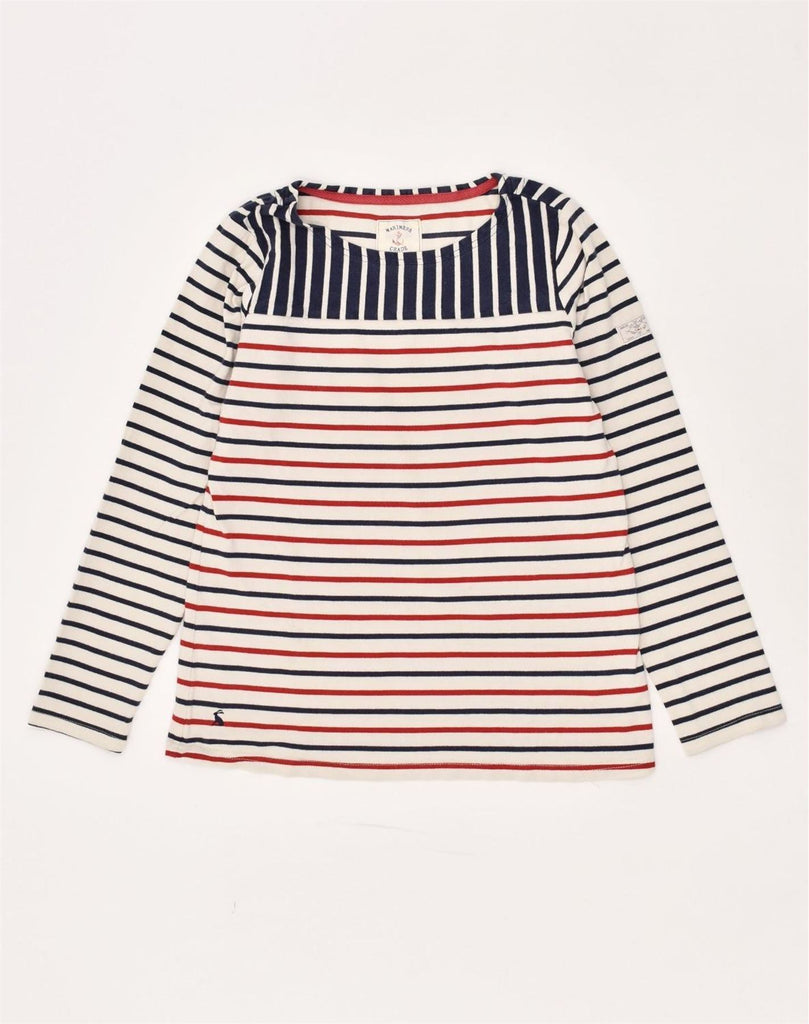 JOULES Womens Top Long Sleeve UK 10 Small White Striped Cotton | Vintage Joules | Thrift | Second-Hand Joules | Used Clothing | Messina Hembry 