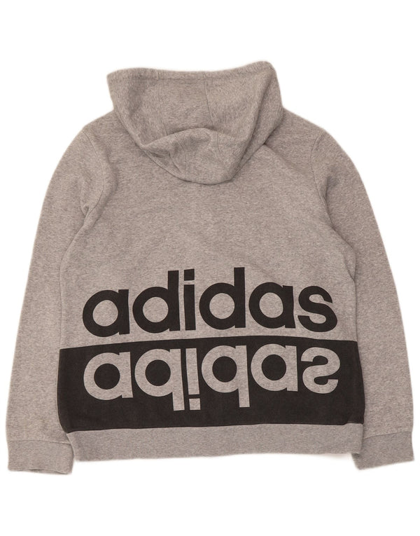 Adidas Womens Graphic Zip Hoodie Sweater UK 18 XL Grey Colourblock Cotton