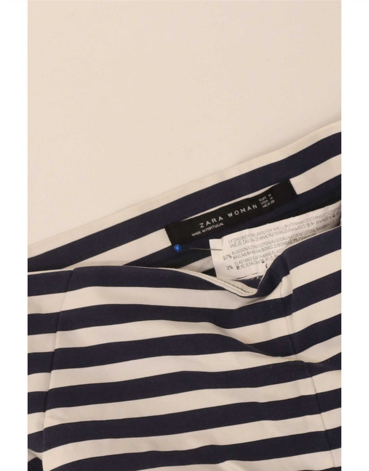 Zara Womens Hot Pants Medium W28  Navy Blue Striped Cotton