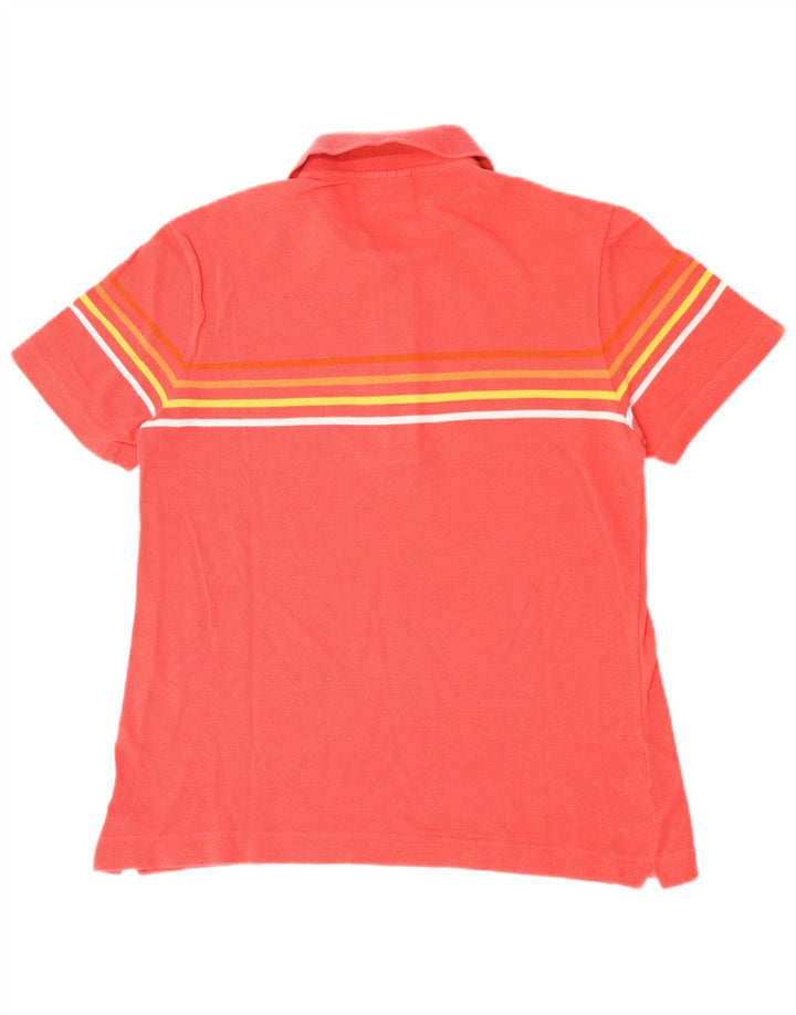LACOSTE Mens Polo Shirt Size 3 Small Pink Striped Cotton