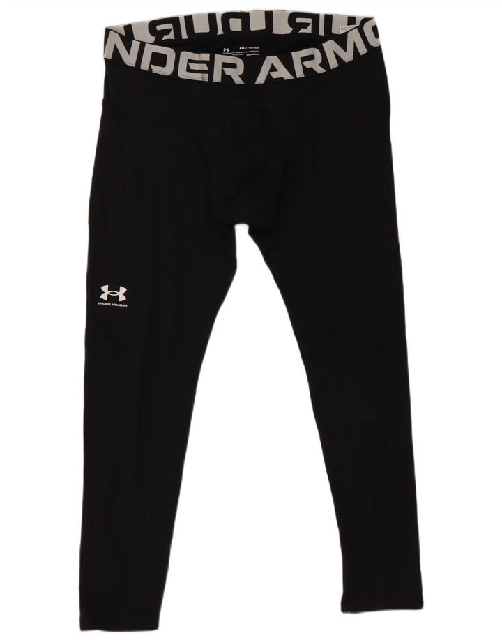 UNDER ARMOUR Mens Cold Gear Graphic Leggings 2XL  Black Polyester