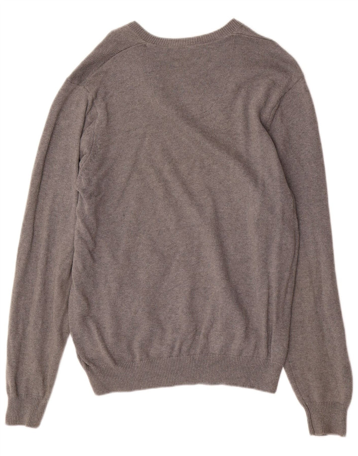 Marks & Spencer Mens Blue Harbour V-Neck Jumper Sweater Medium Grey Cotton