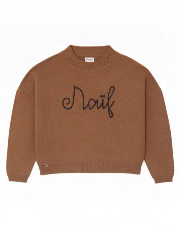 Vintage Womens Graphic Turtle Neck Jumper Sweater UK 18 XL Beige