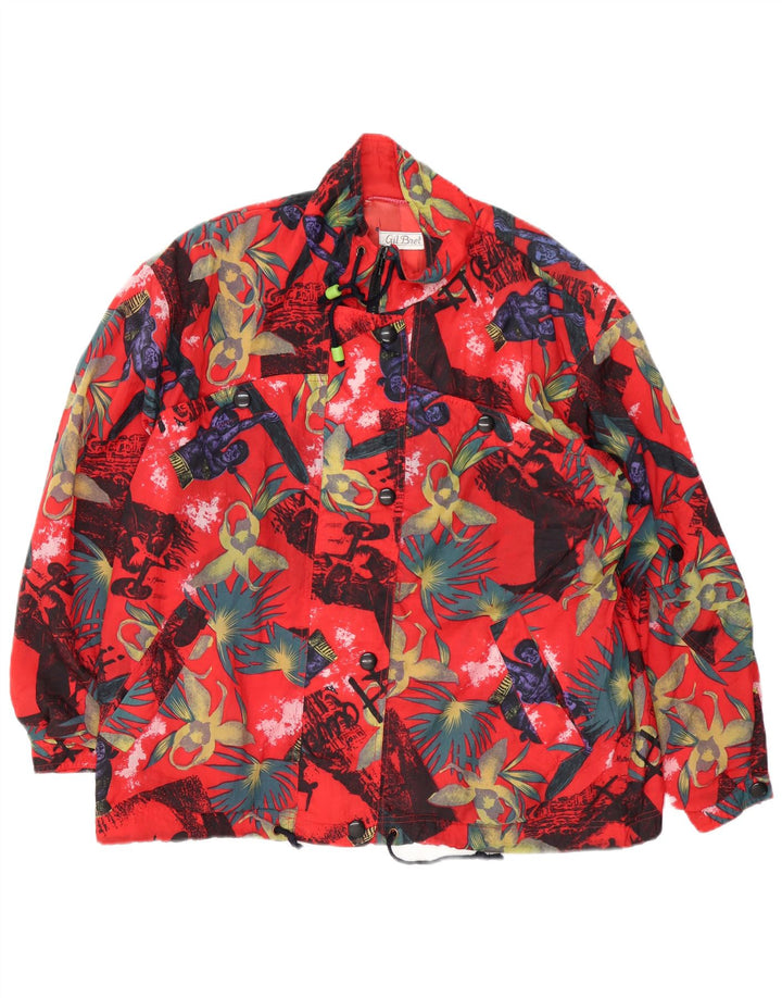 Gil Bret Womens Oversized Windbreaker Jacket UK 14 Large Red Floral