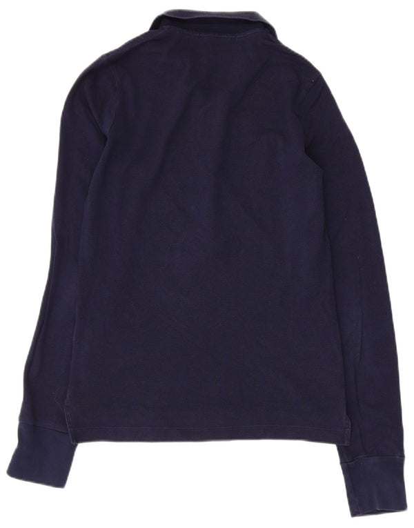Ralph Lauren Womens Long Sleeve Polo Shirt UK 12 Medium Navy Blue Cotton