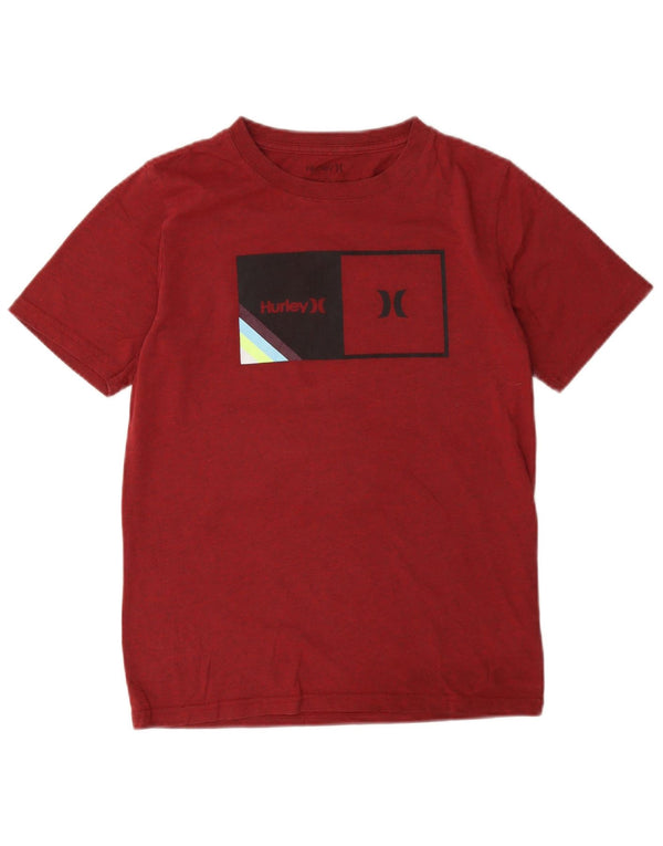 Hurley Boys Graphic T-Shirt Top 12-13 Years Large Burgundy Cotton