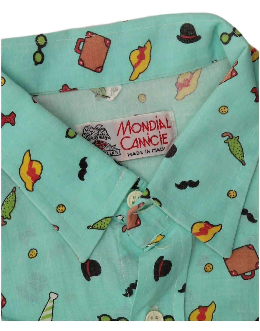 Vintage Womens Abstract Pattern Short Sleeve Shirt UK 12 Medium Green