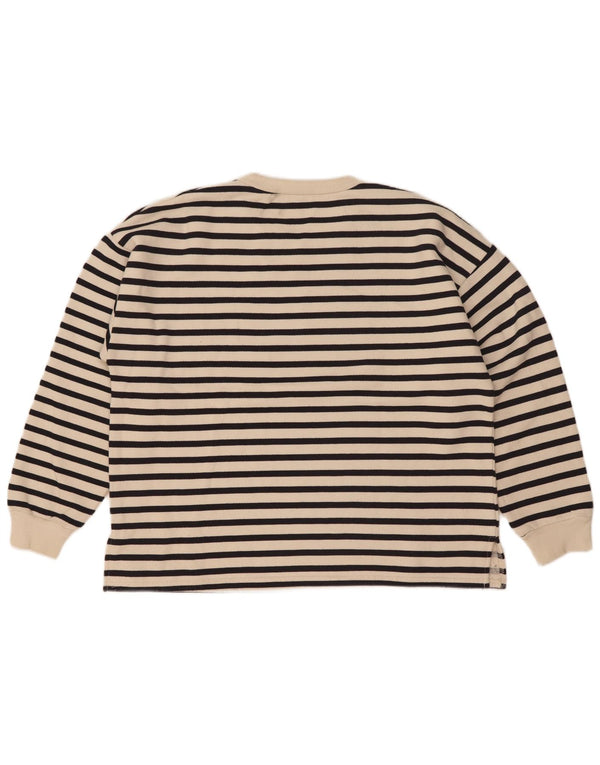 Zara Womens Oversized Sweatshirt Jumper UK 14 Medium Off White Striped
