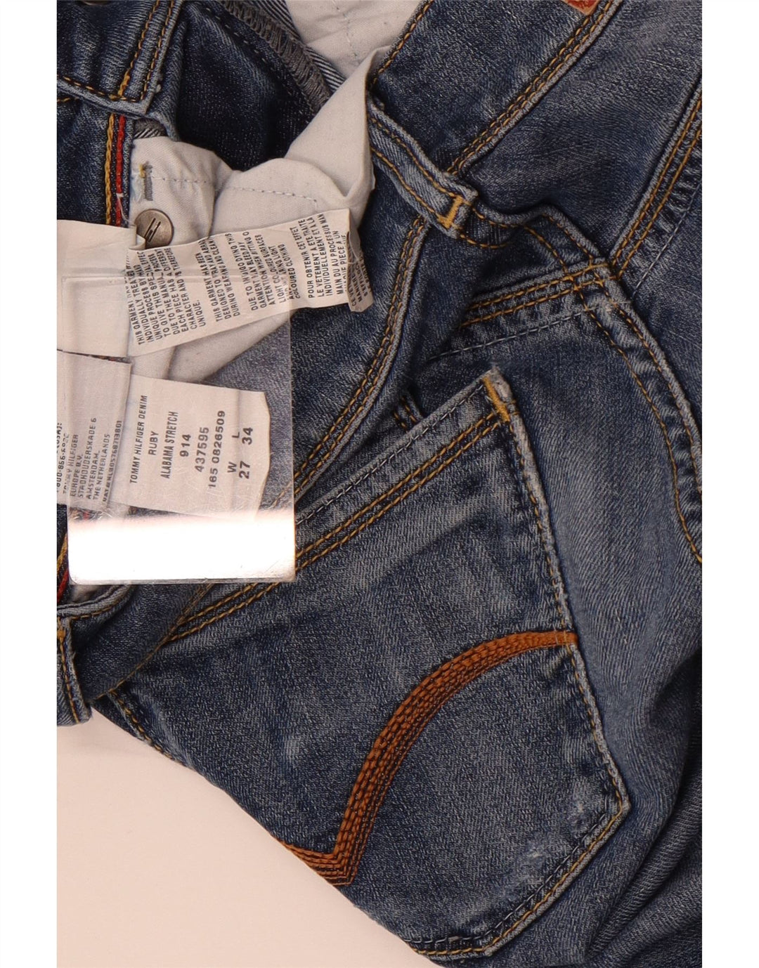 Tommy Hilfiger Womens Straight Jeans W27 L34 Blue Cotton