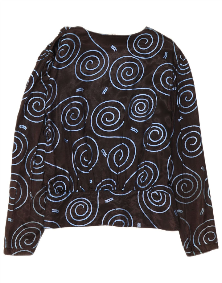 TRU Womens Abstract Pattern Shirt Blouse IT 42 Medium Black