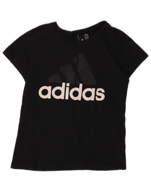 Adidas Womens Graphic T-Shirt Top UK 8/10 Small Black Cotton