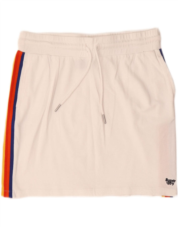 Superdry Womens Mini Skirt UK 12 Medium W30 White Striped Cotton