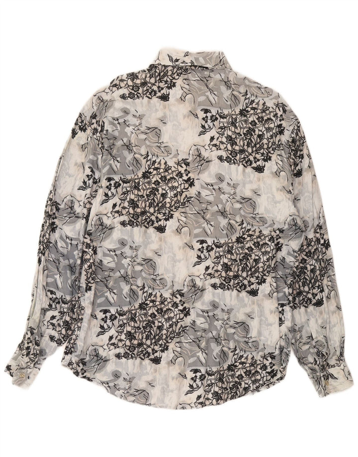 CRIVER Mens Shirt Medium Grey Floral Viscose