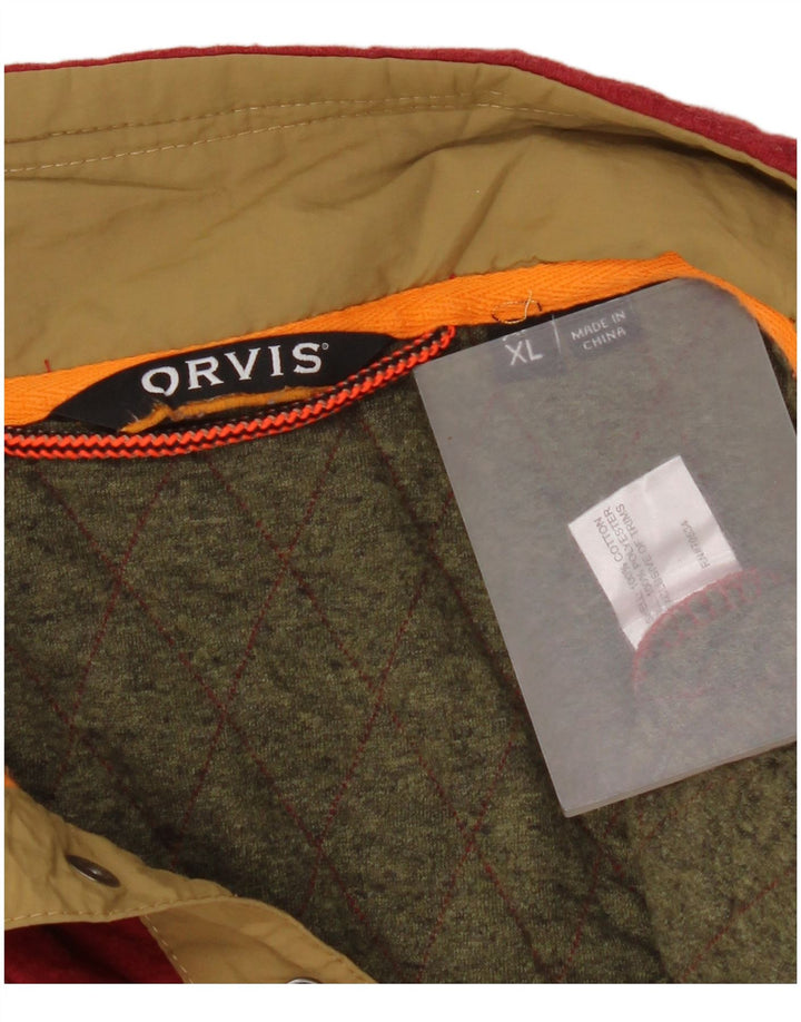 Orvis Mens Button Neck Sweatshirt Jumper XL Red Cotton