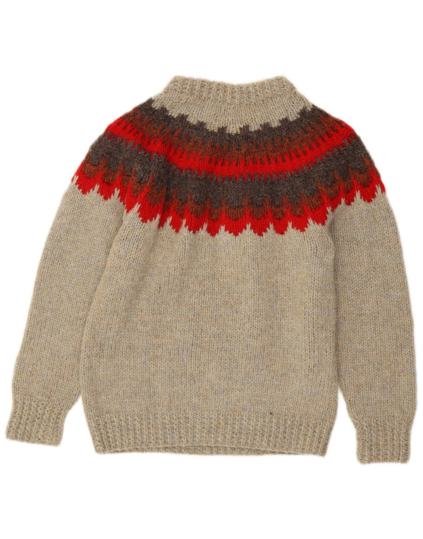Scapa Womens Turtle Neck Jumper Sweater UK 16 Large Grey Fair Isle