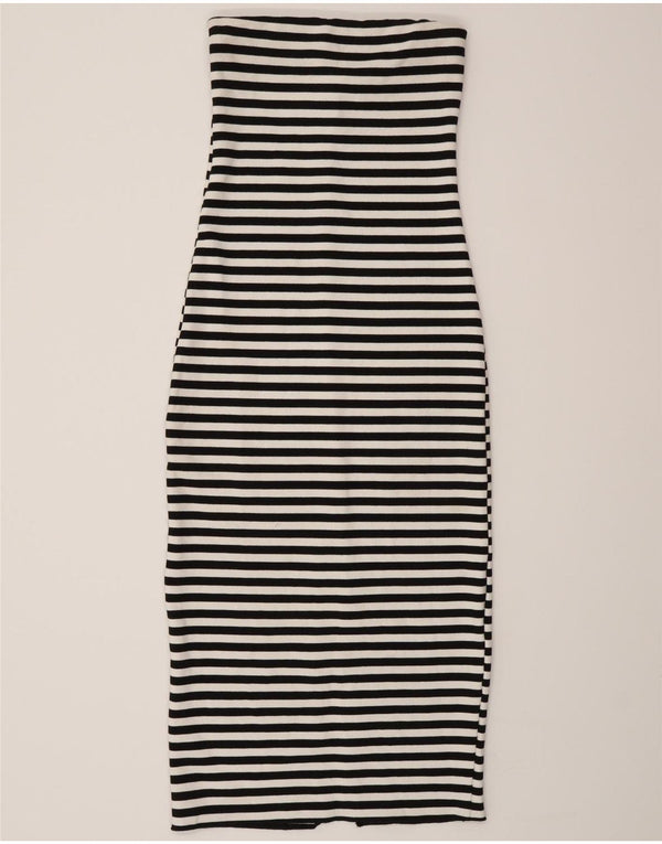 Zara Womens Strapless Dress UK 8 Small Black Striped