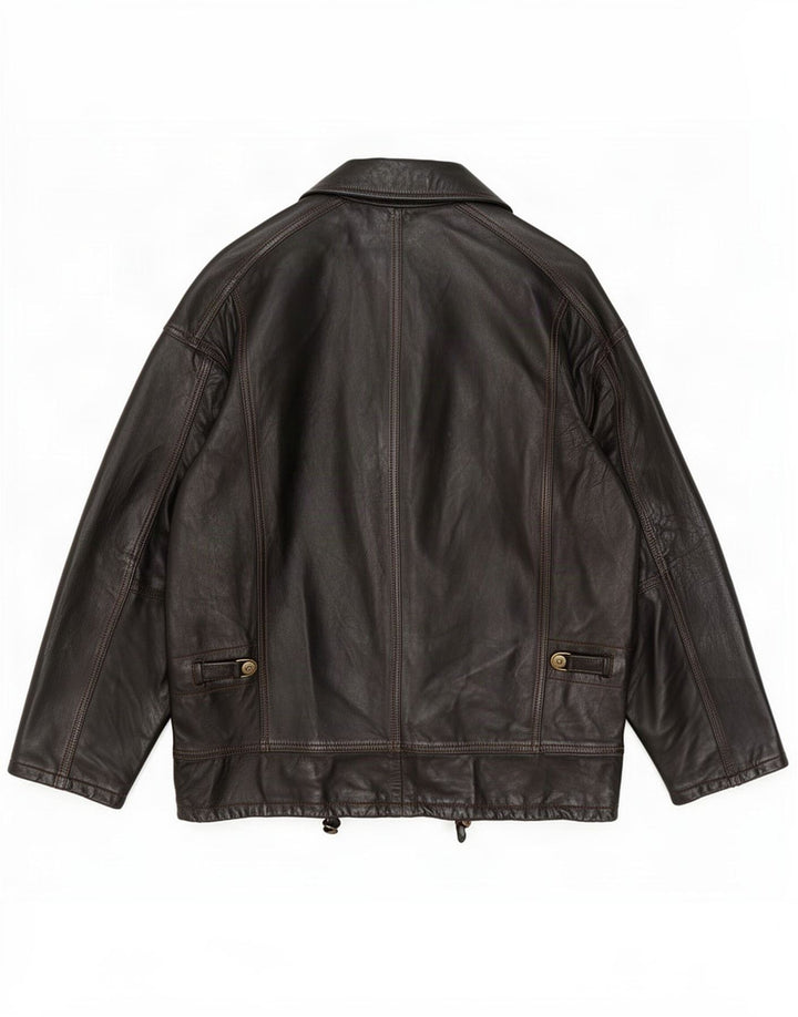 Braschi Mens Loose Fit Leather Jacket UK 38 Medium Brown
