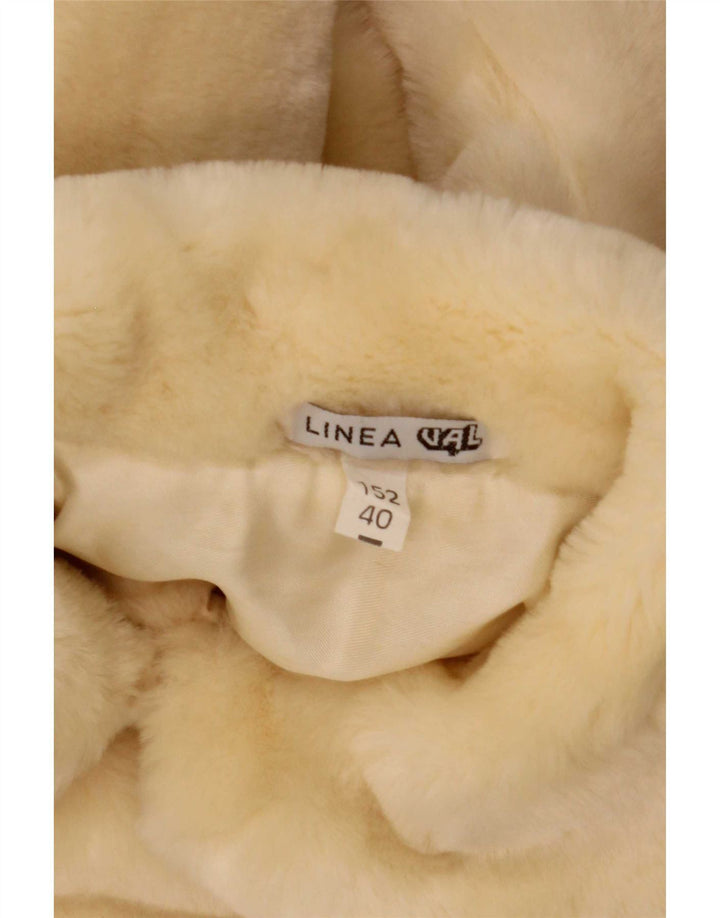 Vintage Womens Oversized Faux Fur Overcoat EU 40 Medium Beige Modacryl