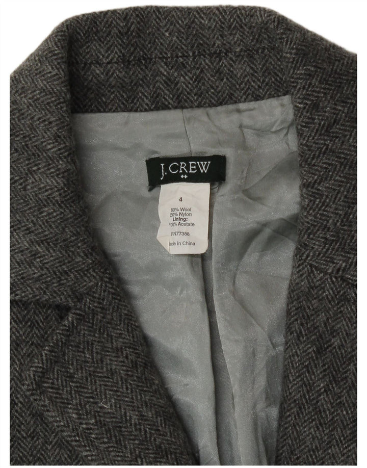 J. Crew Womens 1 Button Blazer Jacket US 4 Small Grey Herringbone Wool