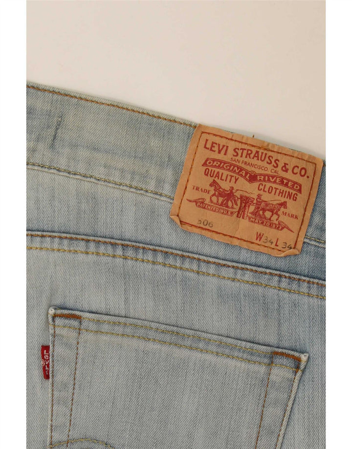Levi's Womens 506 Straight Jeans W34 L32 Blue Cotton