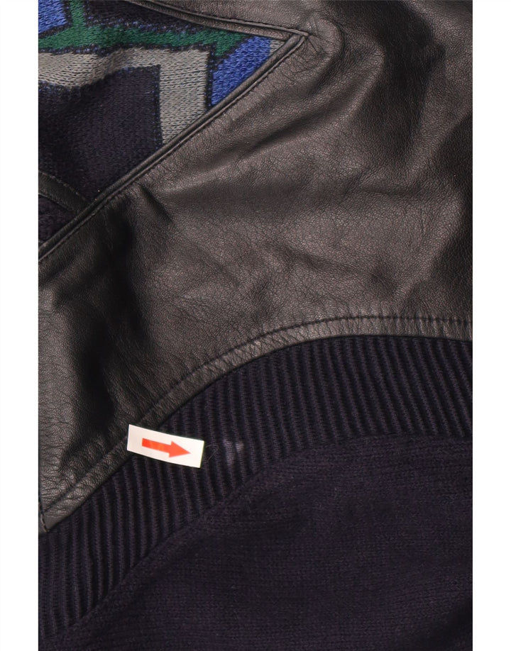 Rainbow Mens Crew Neck Jumper Sweater IT 56 2XL Navy Blue Geometric Cotton