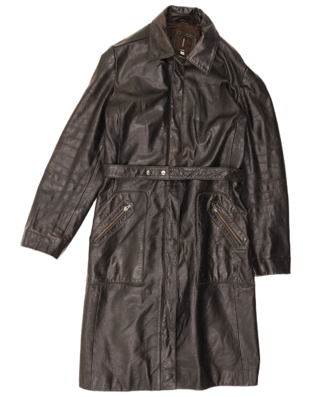 Conbipel Womens Leather Coat IT 48 XL Black Leather