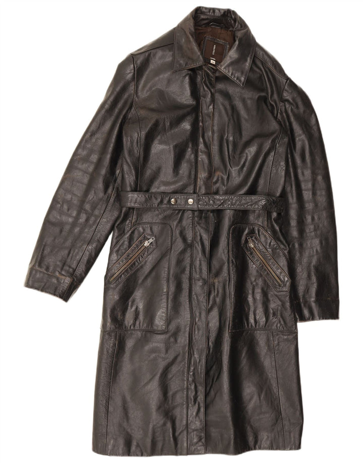 Conbipel Womens Leather Coat IT 48 XL Black Leather