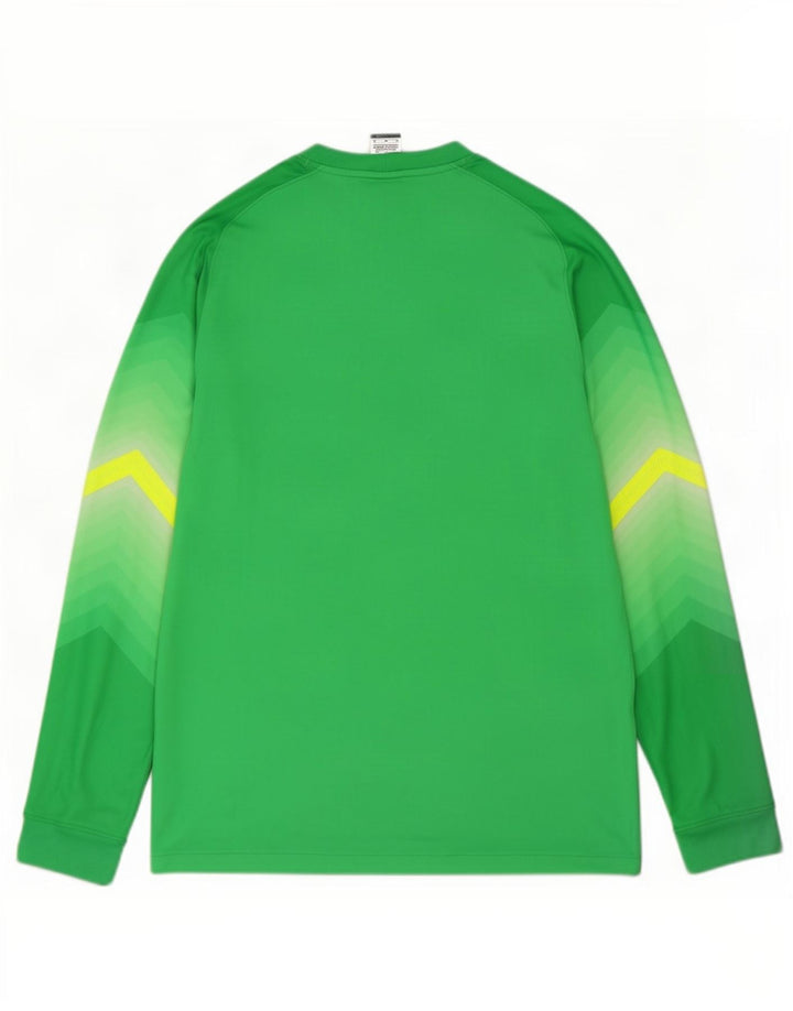Nike Mens Dri Fit Top Long Sleeve Medium Green Colourblock Polyester