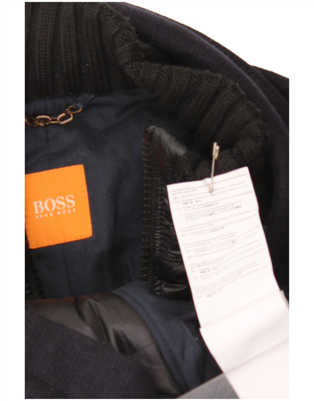 HUGO BOSS Mens Utility Jacket UK 38 Medium Navy Blue Wool